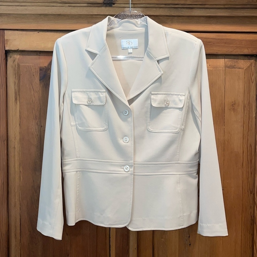 Vtg. SANDRA DARREN Neutral/Beige Blazer Sz. 12
